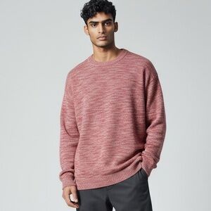 BDG‎ Men's L Crew Sweater Pink Coral Gray Marled